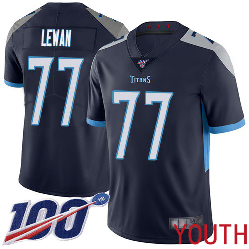 Tennessee Titans Limited Navy Blue Youth Taylor Lewan Home Jersey NFL Football #77 100th Season Vapor Untouchable